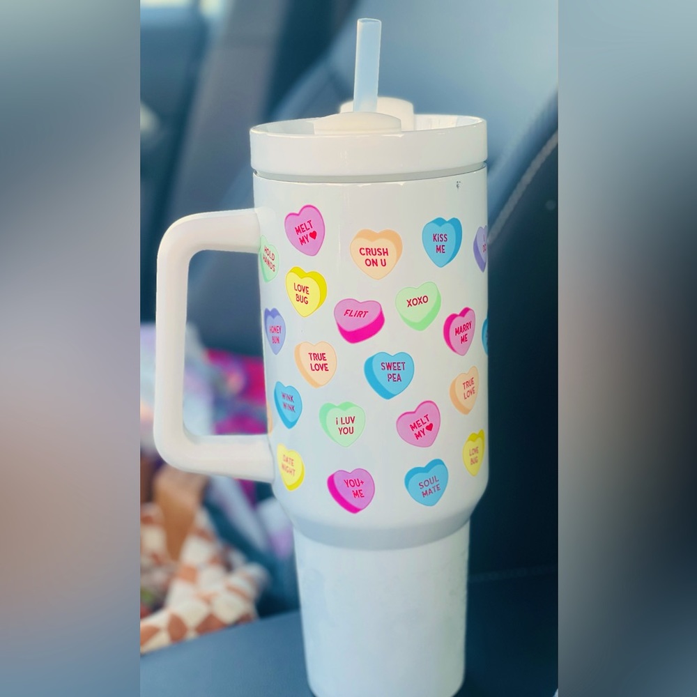 Conversation Hearts Valentine Stanley Dupe Tumbler
